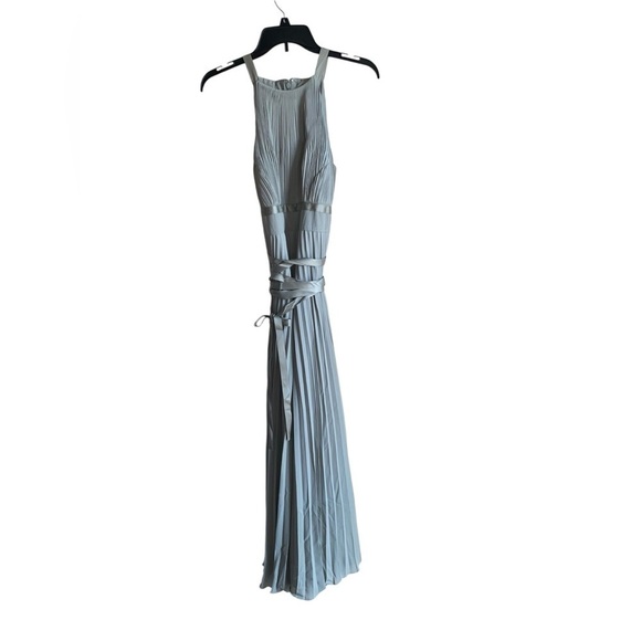 NWT ASOS  Petite Bridesmaid Pleated Pinny Maxi Dress Satin Wrap Waist Size 6P - Picture 4 of 8